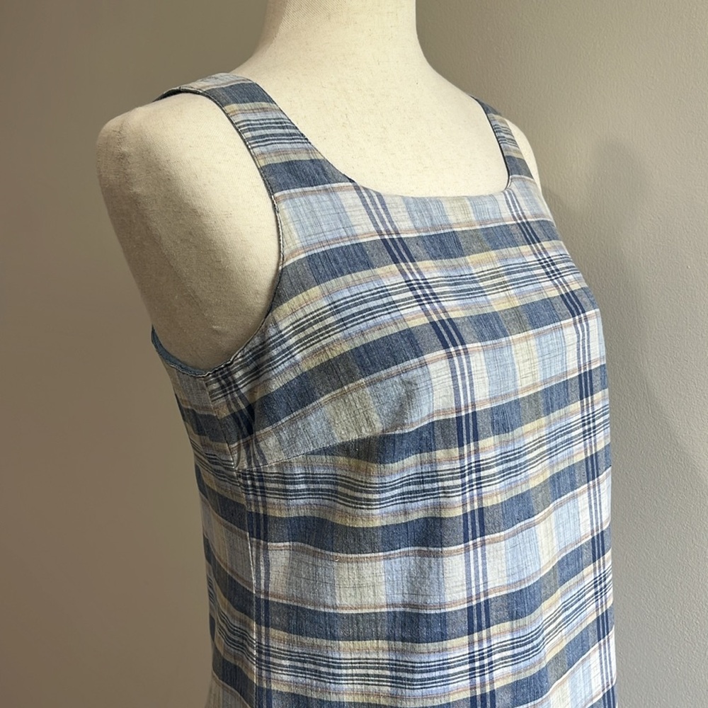 Arizona Jean Co. Sleeveless Pencil Dress Juniors 7 Blue Plaid 90s - Picture 3 of 10